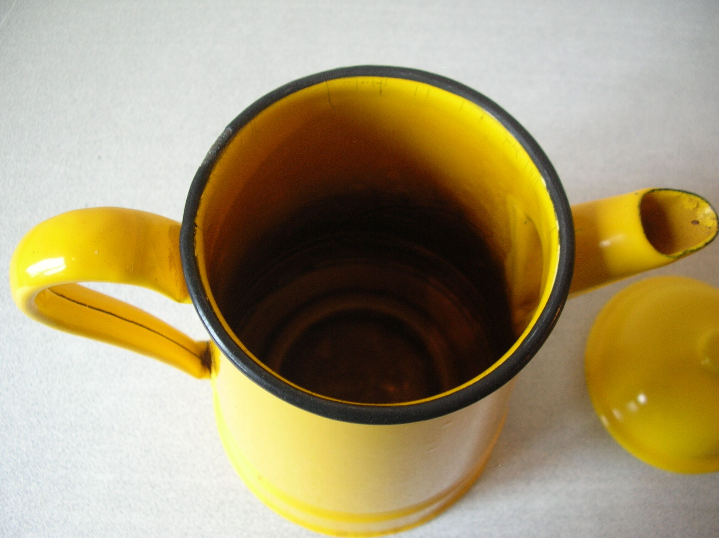 Old yellow enamelled coffee maker Made in Poland deco kitchen countryside farm