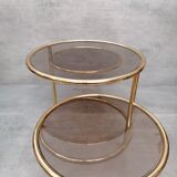 Table basse laiton 3 niveaux pivotants des années 1970 style de Milo Baughman Italie