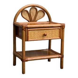 Vintage rattan bedside table 1970