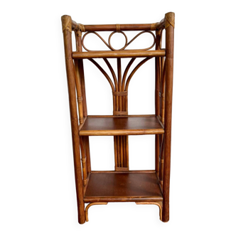 Vintage bamboo and rattan bookcase