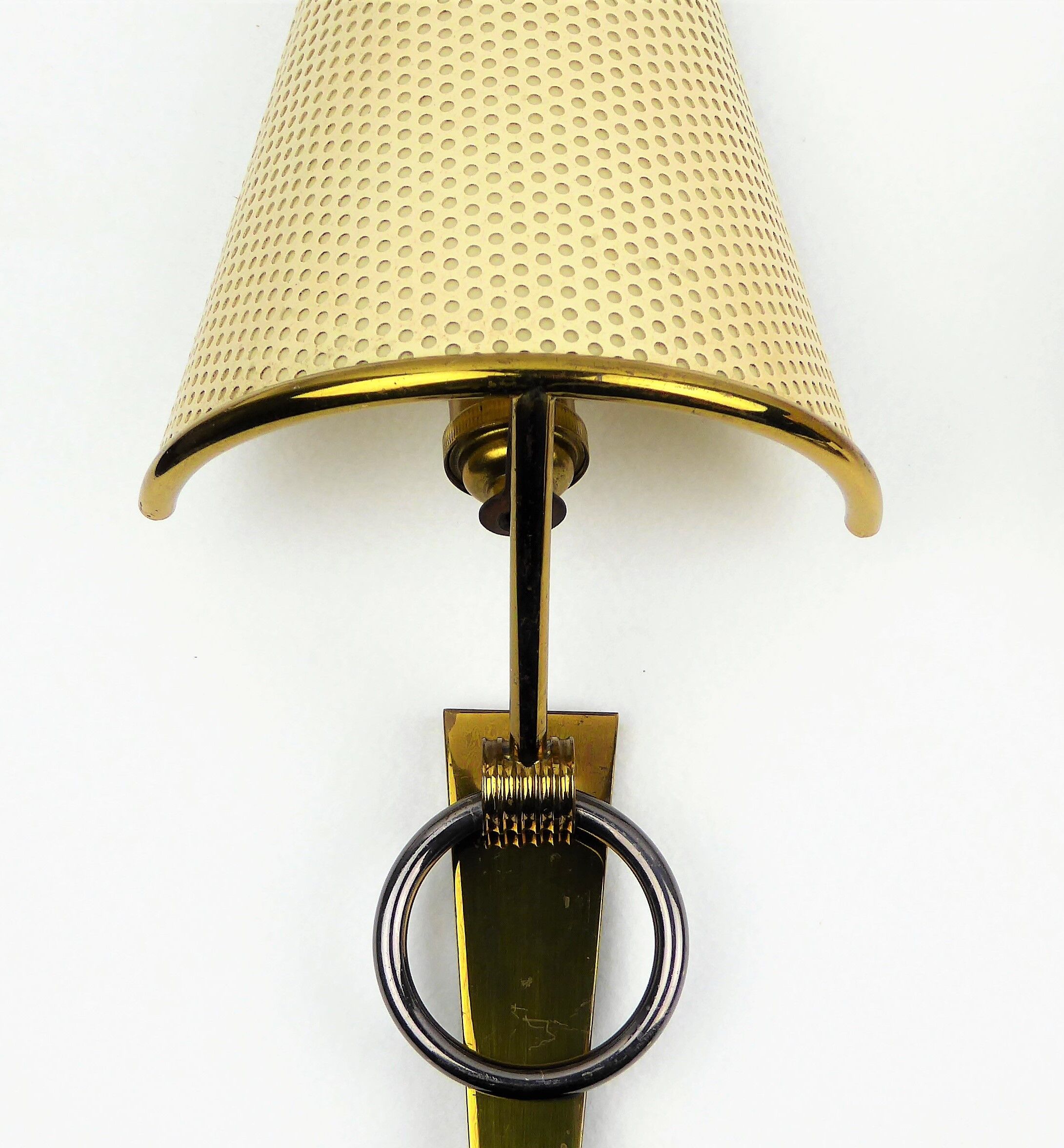 "Ring" sconces Lunel perforated metal, 1950