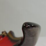 Vintage red and brown ceramic bowl – 1970s centrepiece – Design