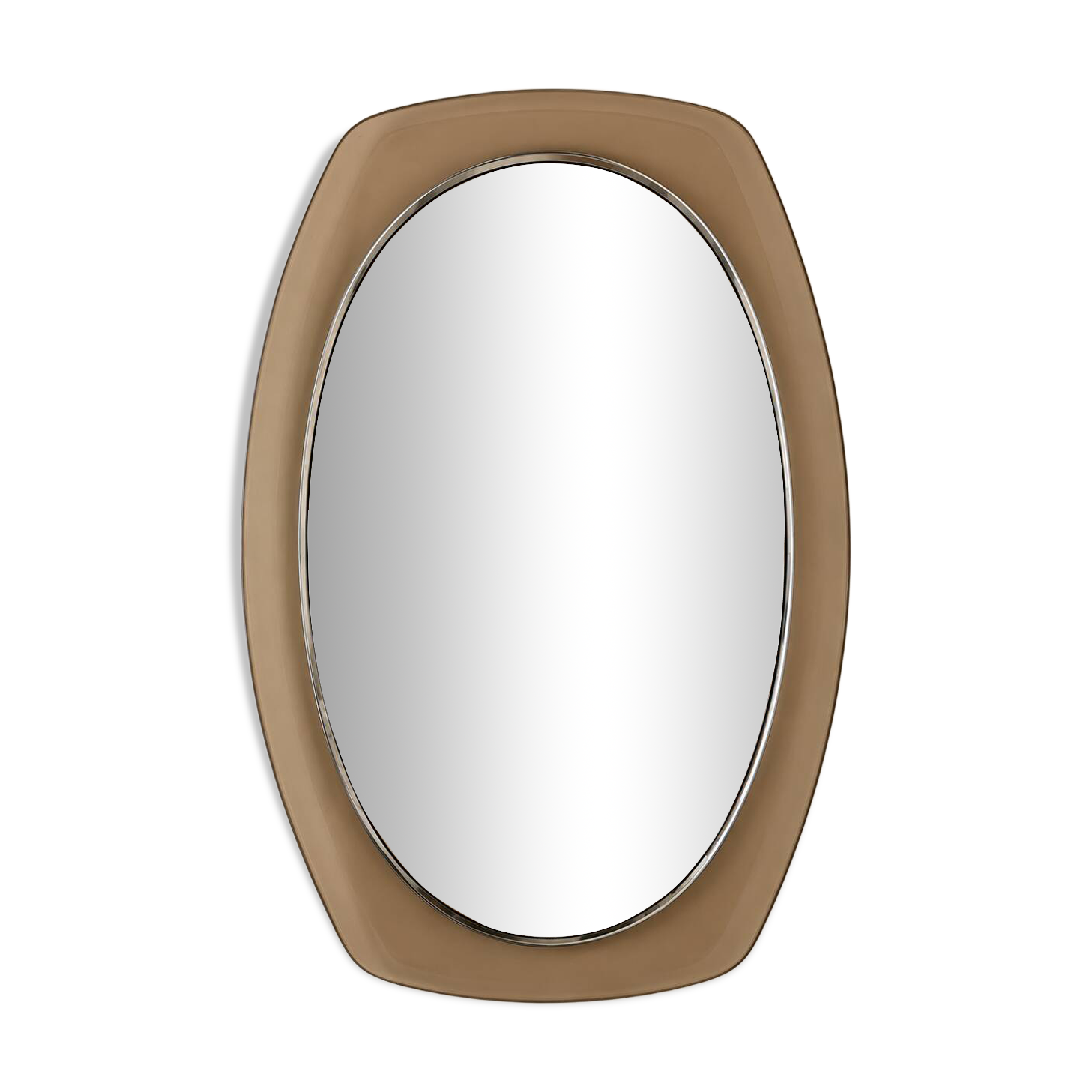 Vintage mirror with smoked glass frame from the 1970s.