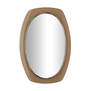 Vintage mirror with smoked glass frame from the 1970s.