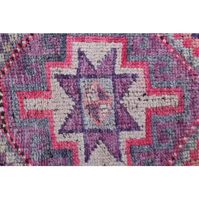 Vintage Turkish Oushak Handmade Wool Cotton Purple Runner 83x345