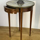 Gueridon in marquetry and marble top of Louis XVI style Napoleon III era