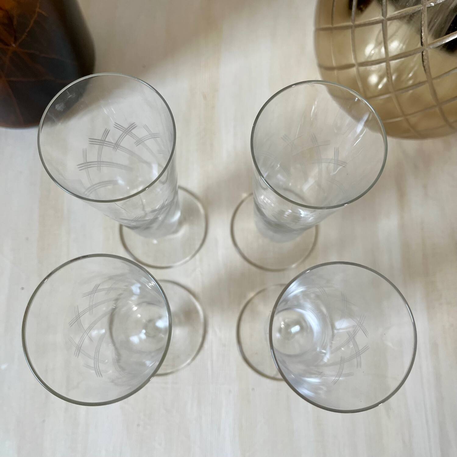 Ensemble de 4 flutes coupes de champagne vintage