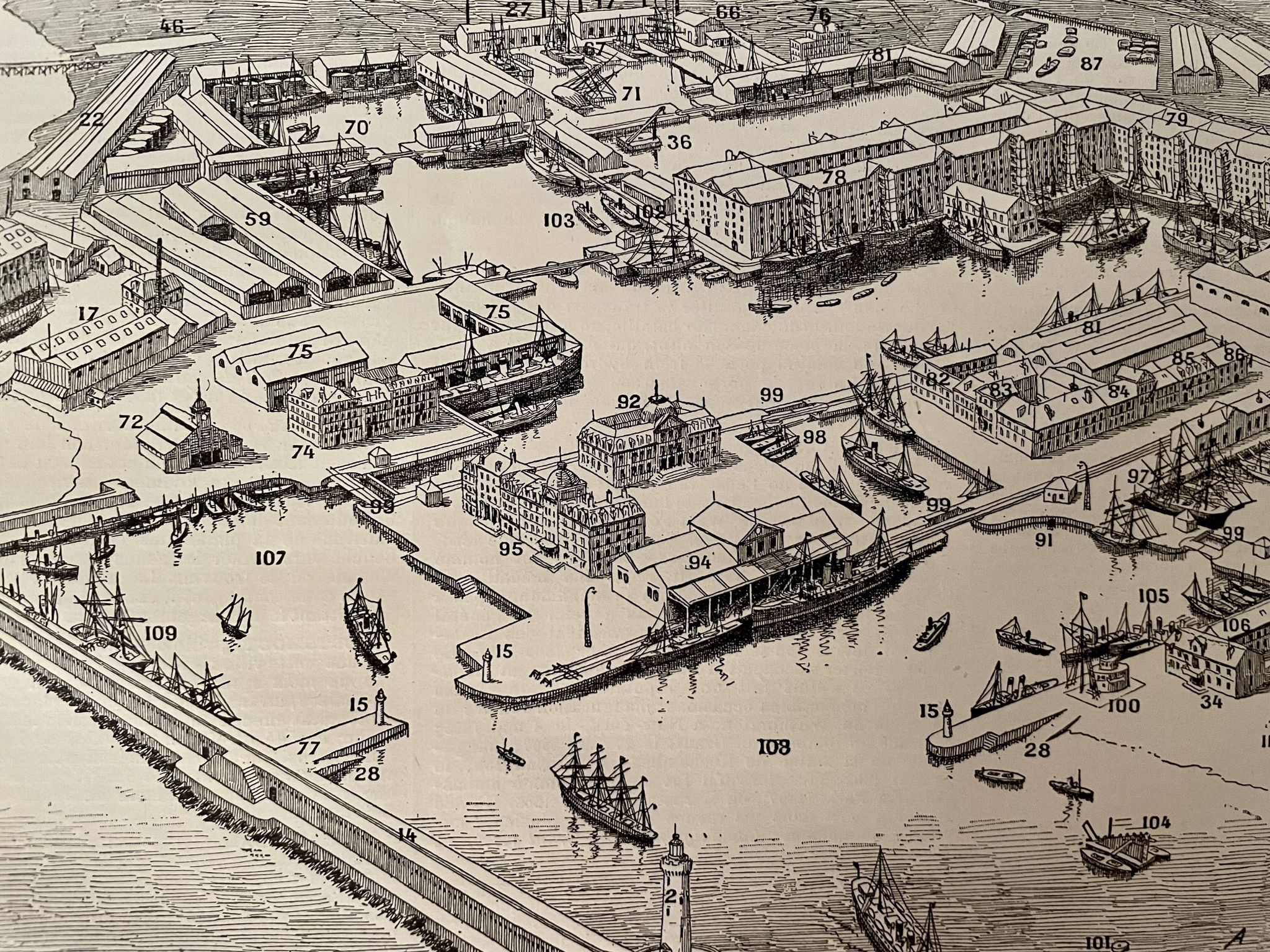 Lot de 2 lithographies sur les ports de 1897