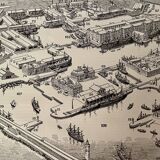 Set of 2 lithographs on the ports of 1897