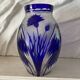Cobalt blue double crystal vase signed G. Raspiller