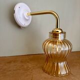 Vintage tulip angled wall light in amber glass