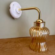Vintage tulip angled wall light in amber glass