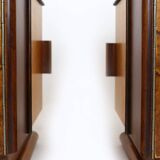 Restored Art Deco Nightstands with Black Glass Tops, 1950s, Set of 2