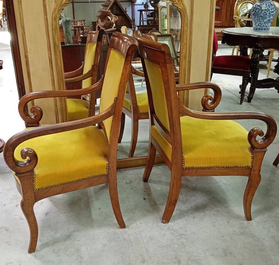 Paire de fauteuils d’époque Empire-Restauration en acajou