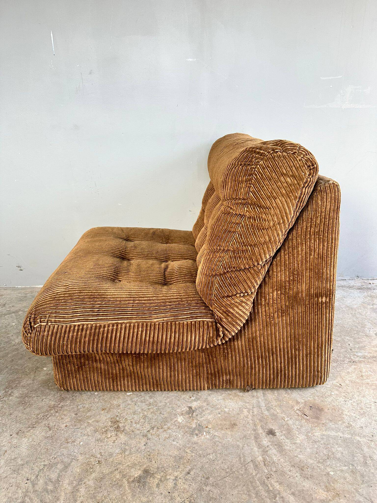 Vintage brown corduroy armchair from the 70s