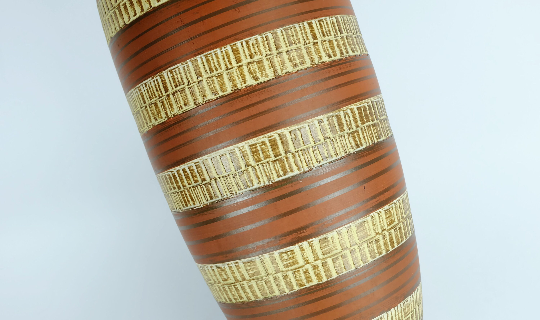 West german mid century vase duemler & breiden model 166 30 relief and stripe decor 1950s 1960s wgp