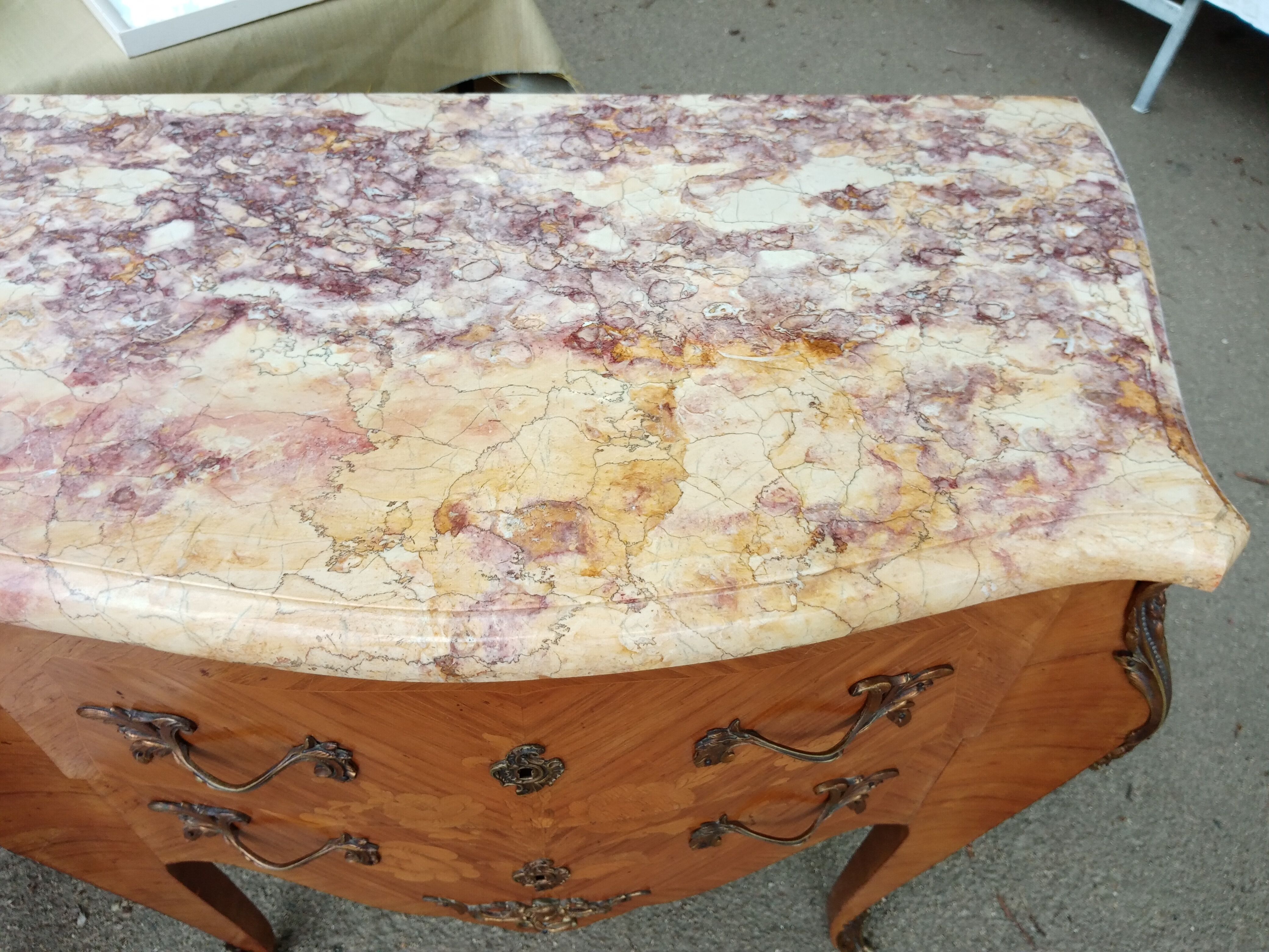 Louis XV chest of drawers 2 drawers and marble