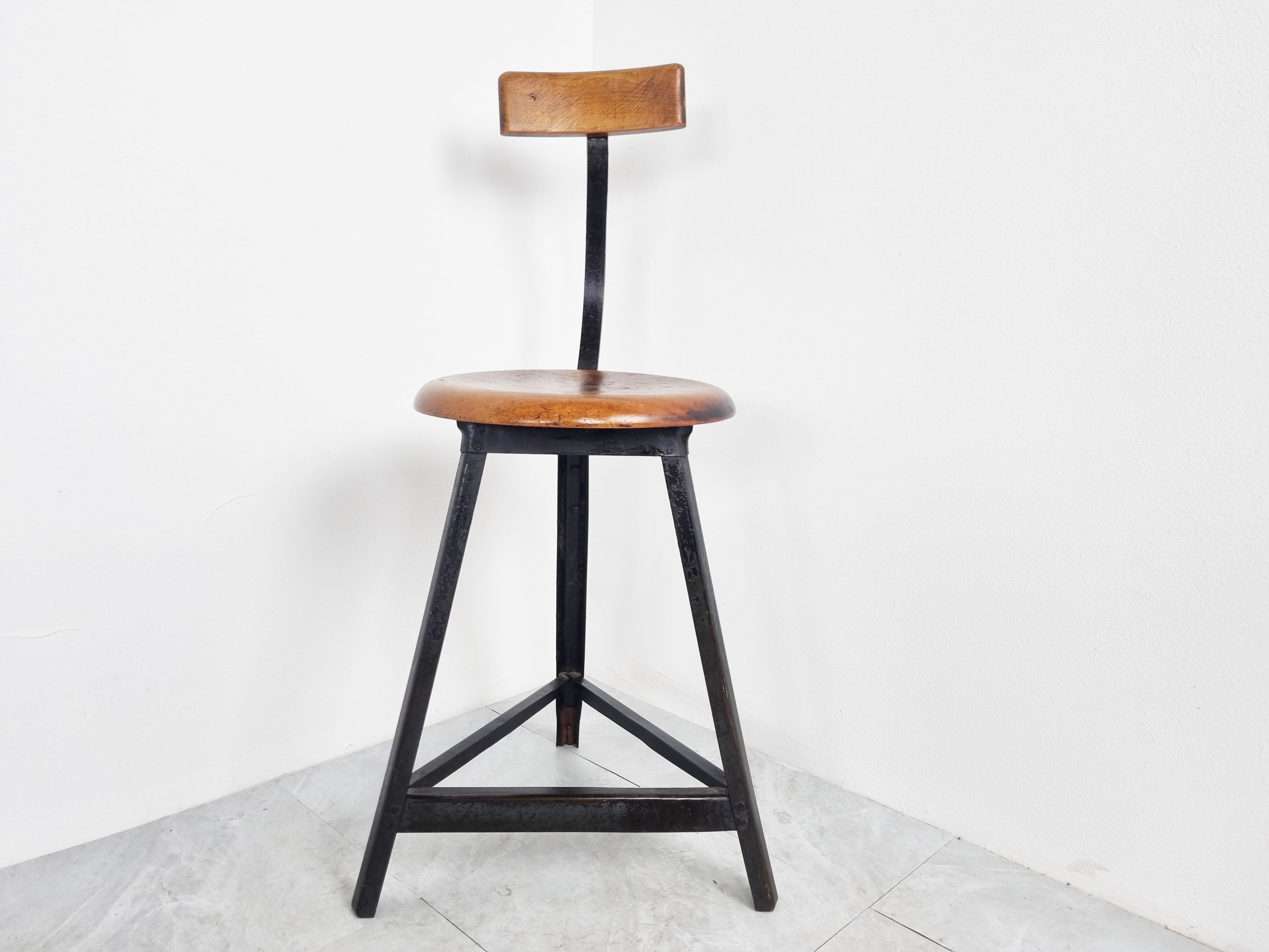 Vintage industrial stool, 1950s