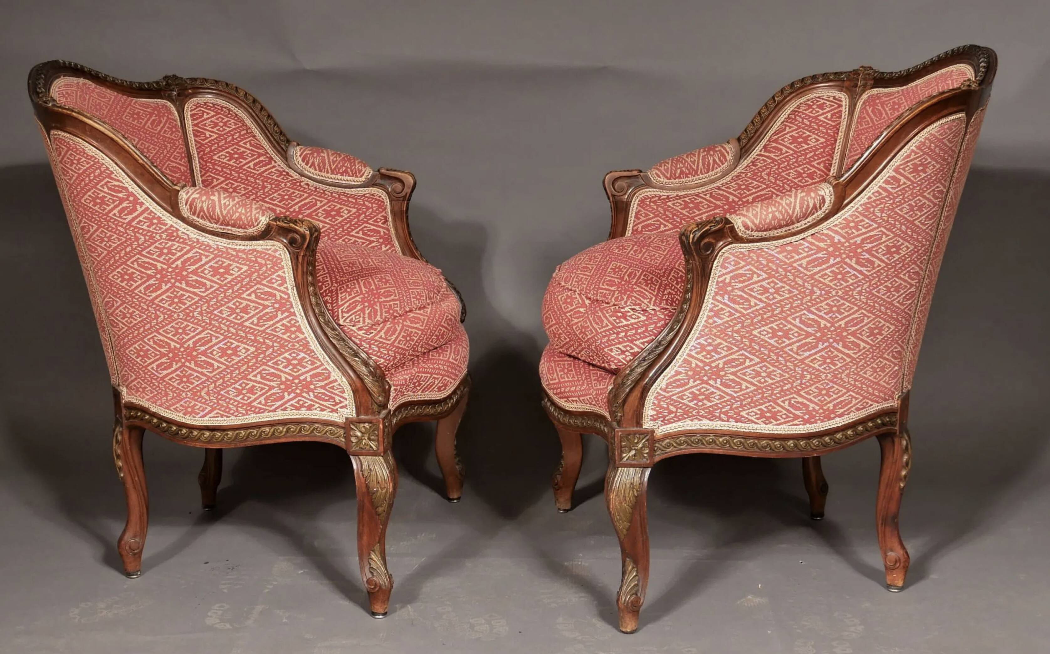 Pair of Louis XV style shepherdess armchairs