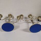 Set of 2 silver metal candlesticks