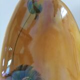 Vintage navette cup by Socram – stylized floral decoration, iridescent caramel