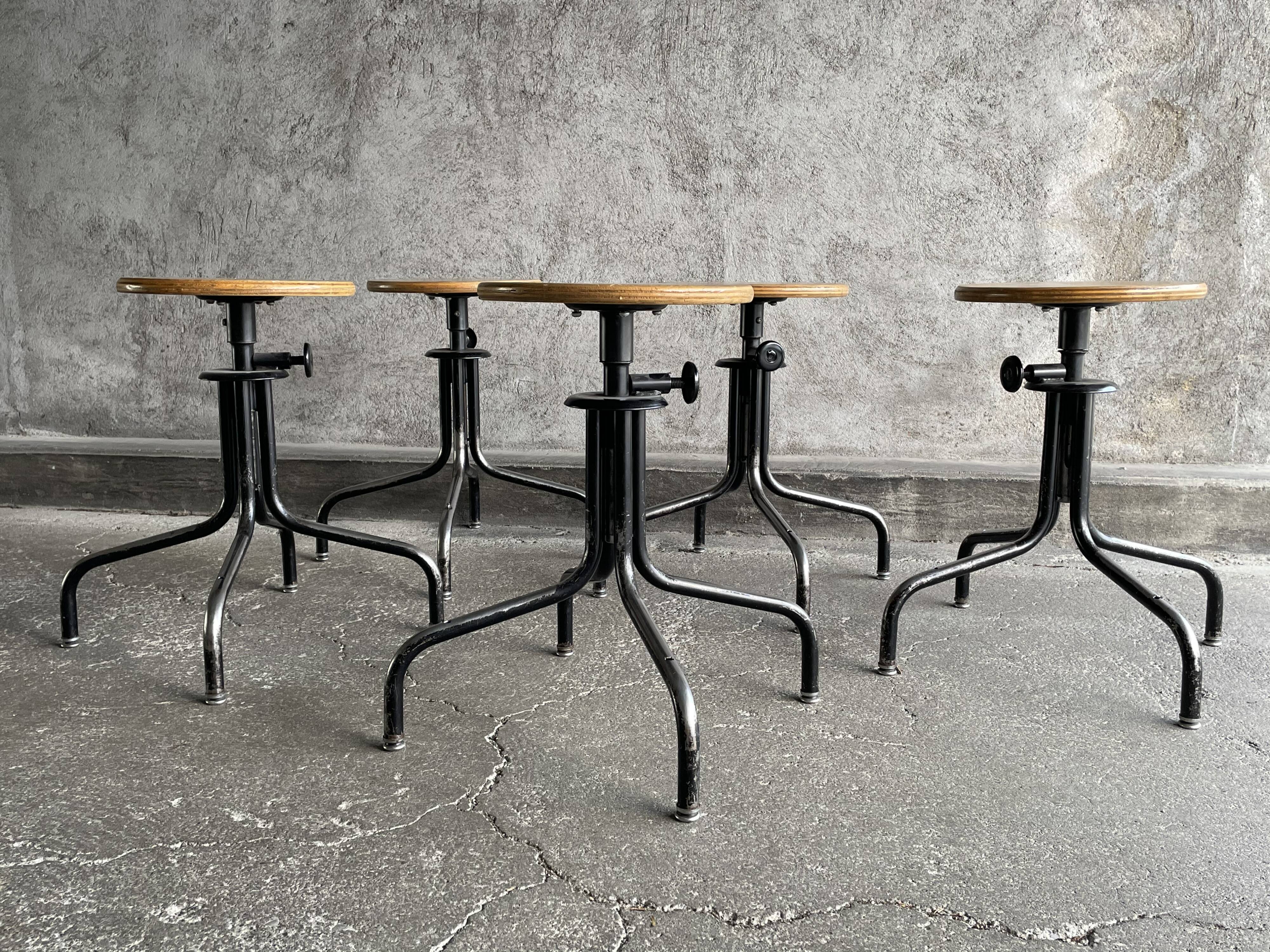 Set of 5 flambo adjustable industrial stools