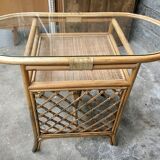 Glass and rattan dining table