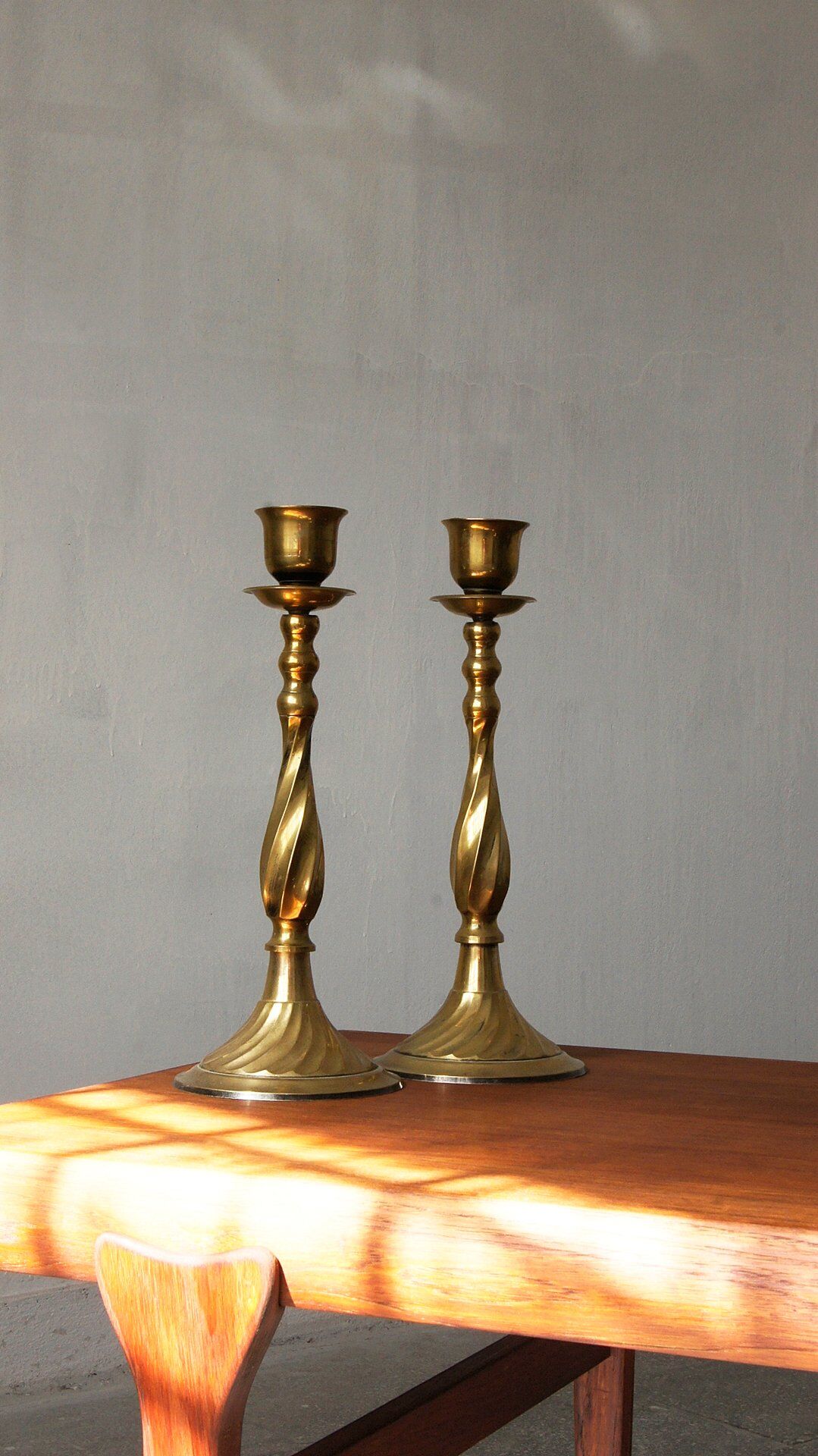 French brass candleholders, 1960, set of 2
