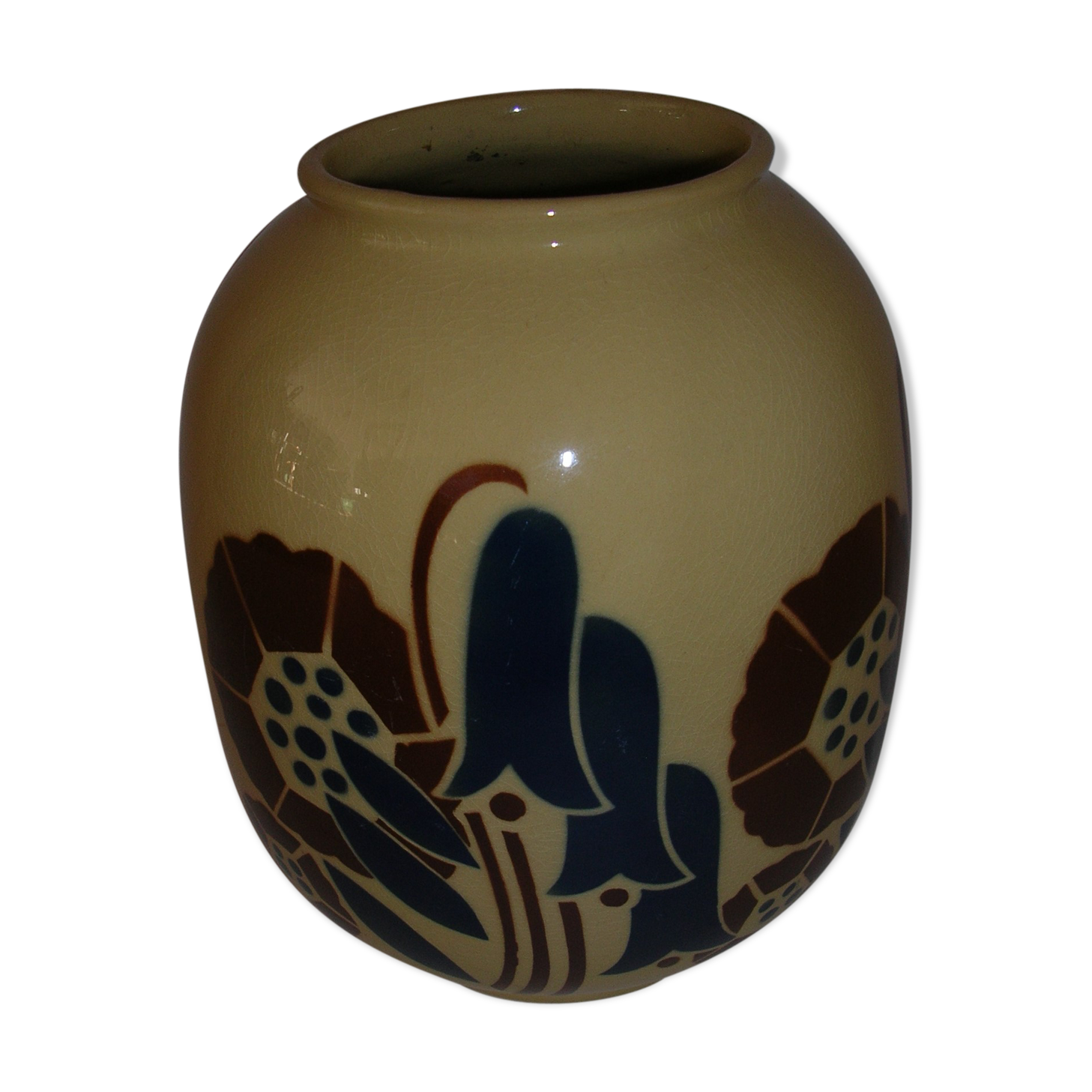 Old vase in lunéville earthenware, Galeries Lafayette, early 20th