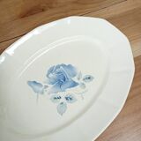 Plat ovale Digoin rose bleue