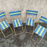 Lot de quatre sièges pliants de camping vintage