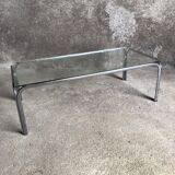 Coffee table with chrome legs and glass top, 1970