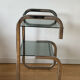 Vintage side table in smoked glass and chrome