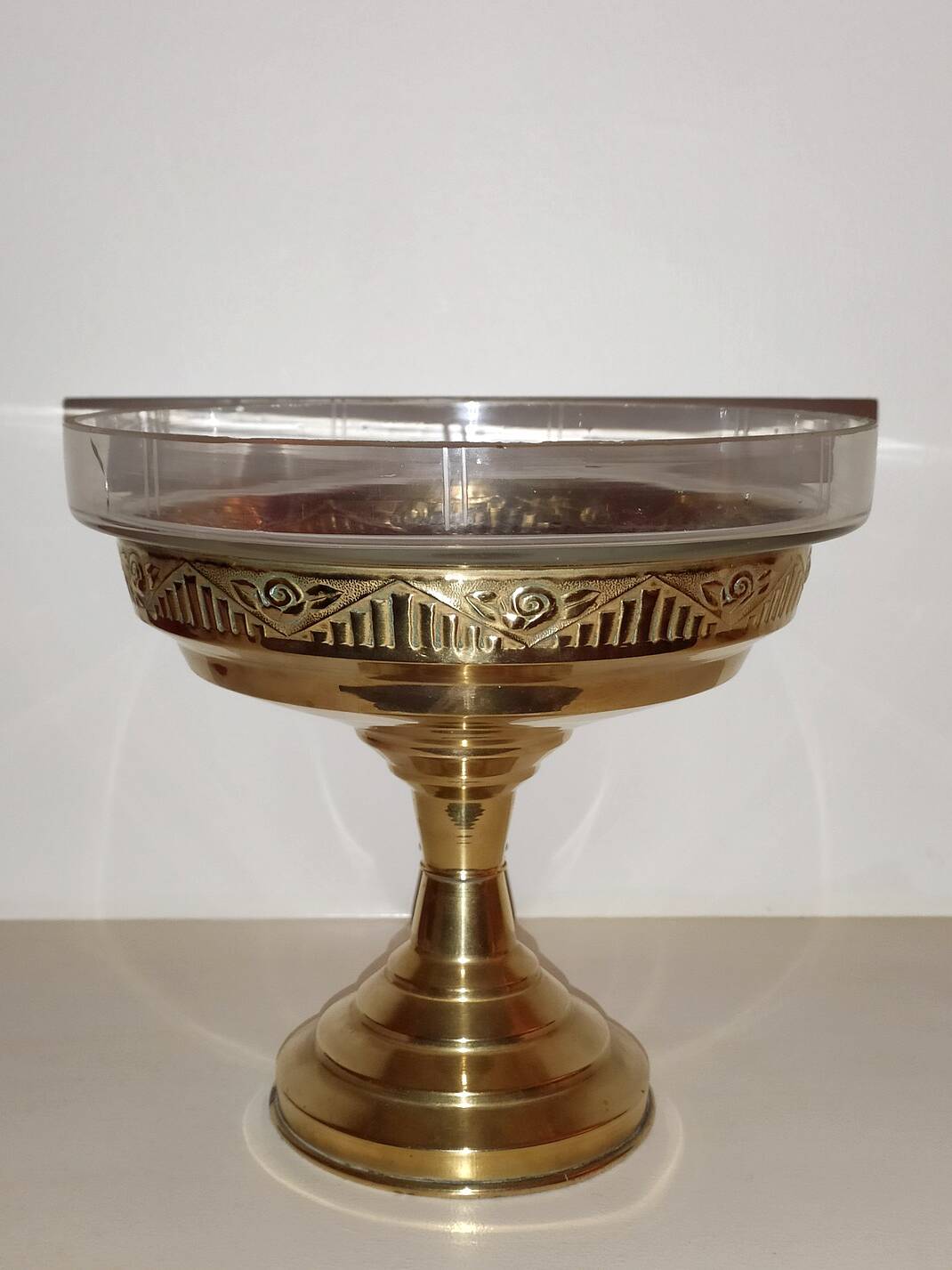 Art deco brass fruit bowl