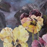 Oil on wood wild pansies 29x17