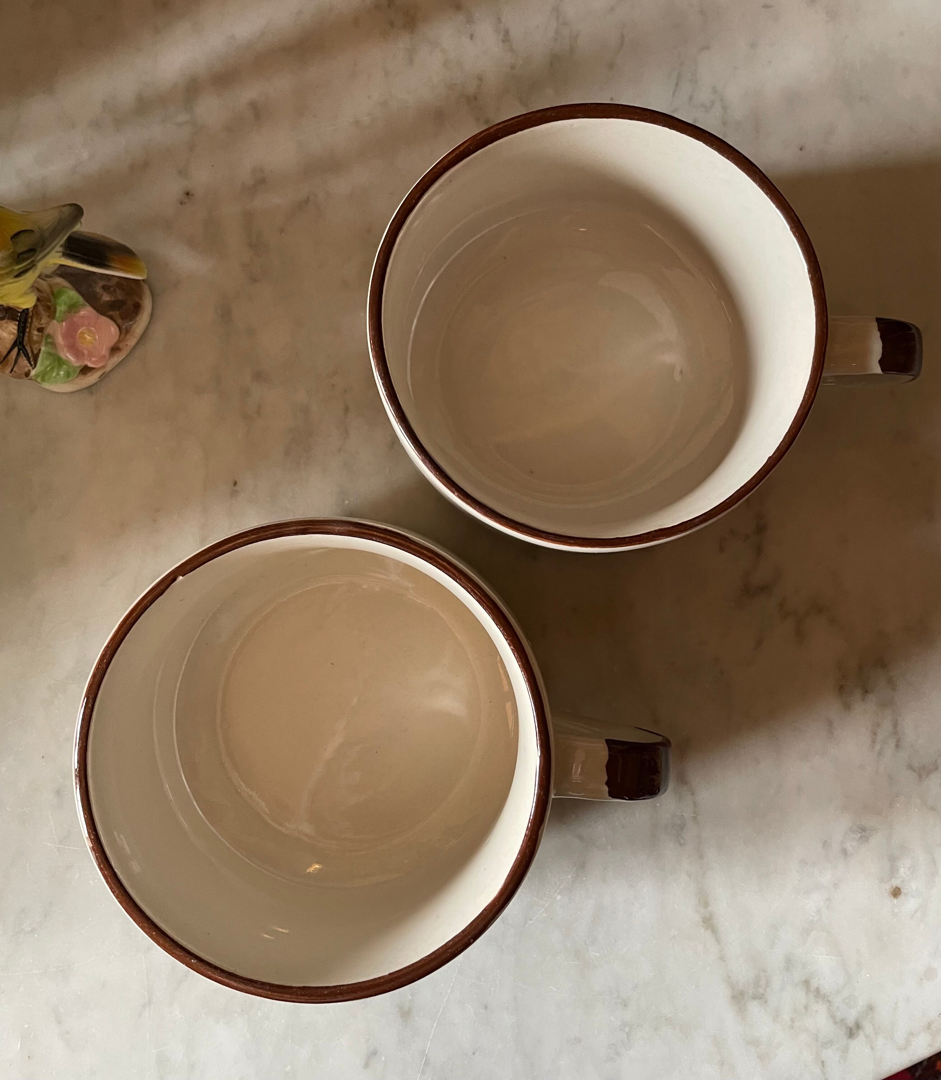 Vintage stoneware lunch cups