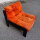 Vintage orange Scandinavian armchair from the 70s, velvet armchair