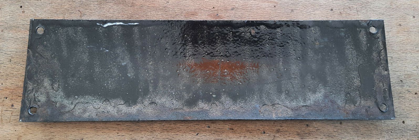 Old enamelled plate "Case" 7x25cm 1950