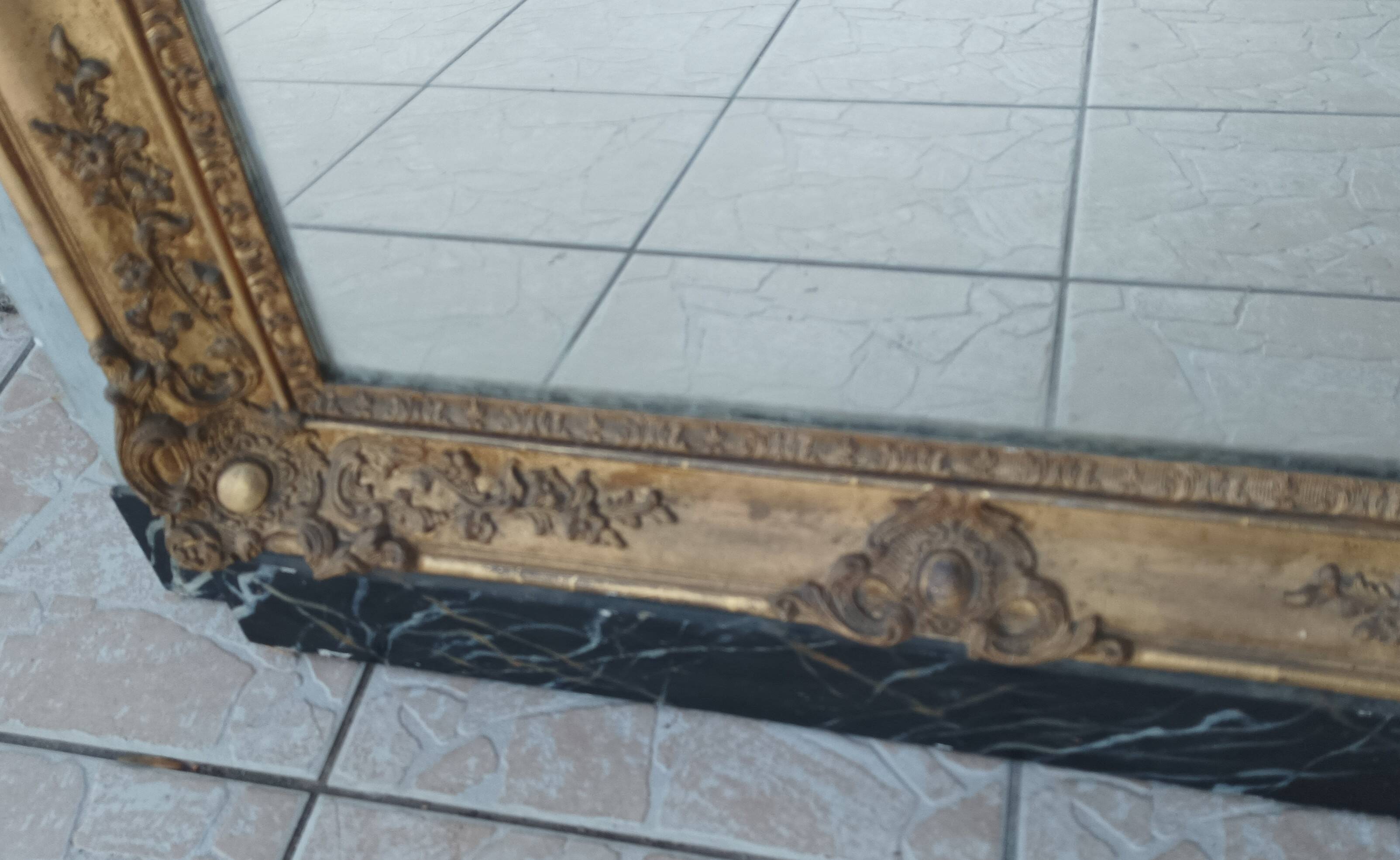 Empire trumeau mirror in wood and stucco