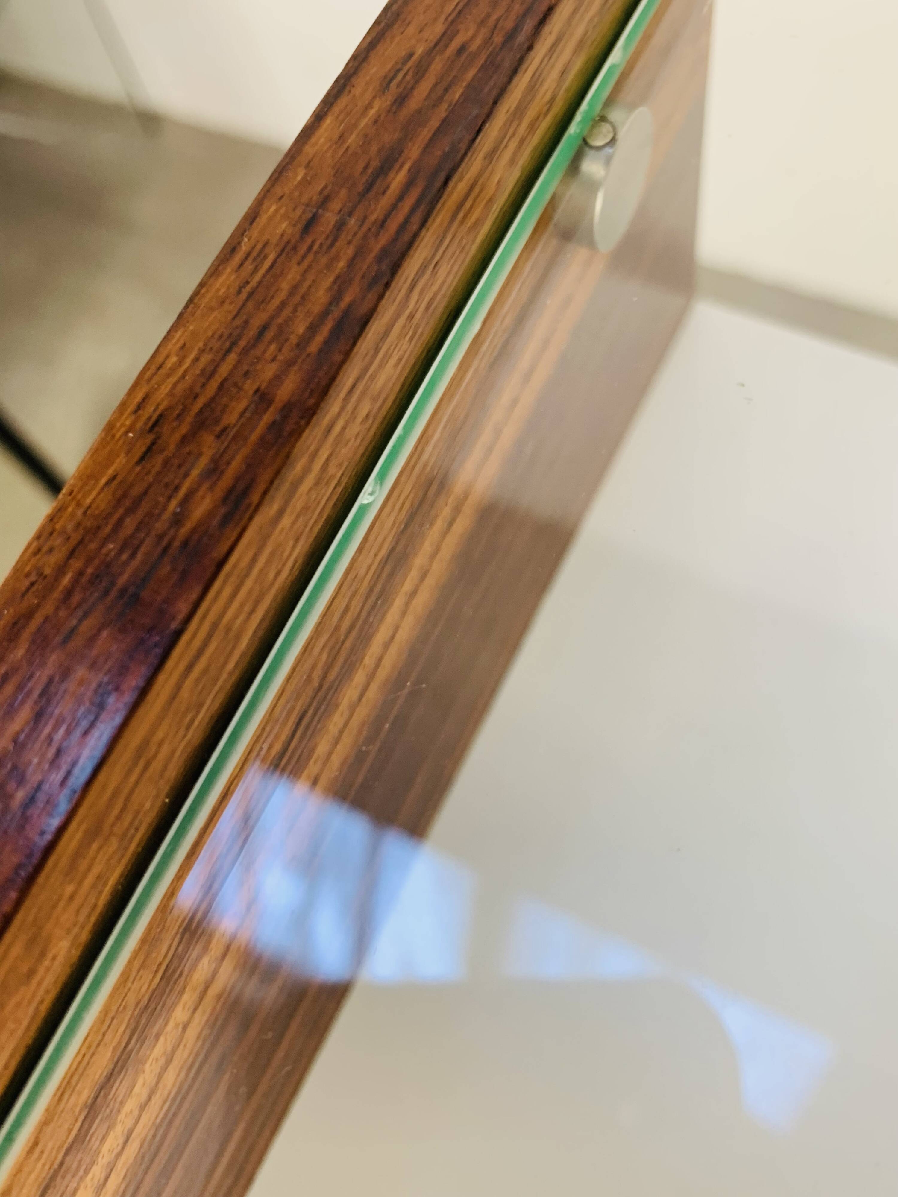 Rosewood and glass chest of drawers, 1960s, Scandinavian storage furniture.