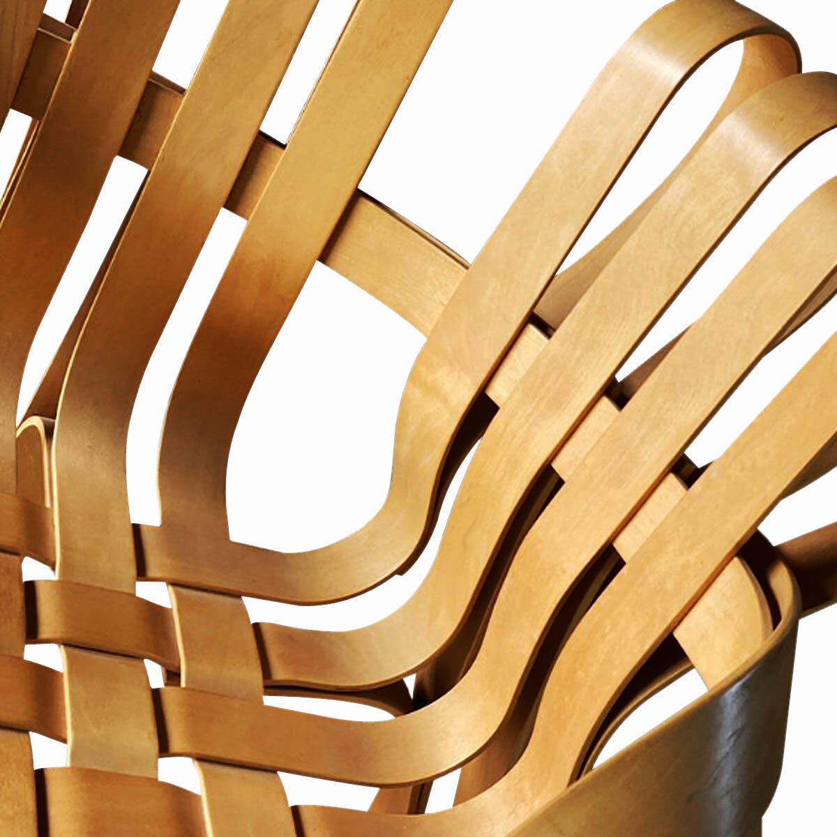 Frank Gehry dinette with 2 bentwood Cross Check chairs and a Face Off dining table for Knoll Inc.