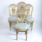 Suite Of Four Louis XVI Style Hot Air Balloon Chairs - Lacquered And Gilded Wood