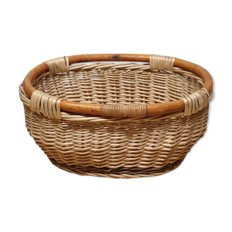 Wicker basket and bamboo cane