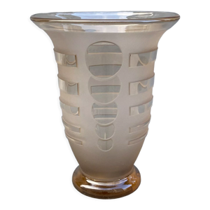 Vase art deco 1930 verre givre