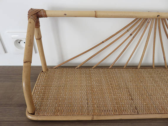 50 - 60's rattan wall shelf