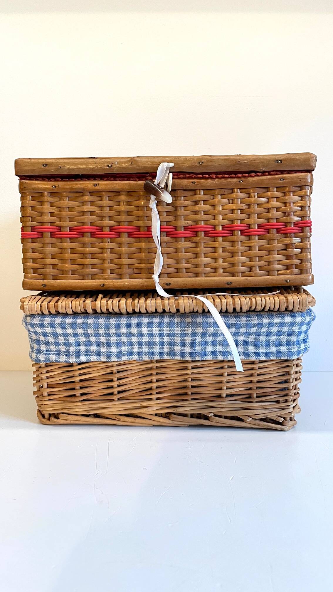 2 chanel boxes in vintage rattan