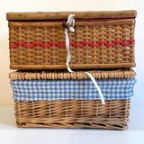 2 chanel boxes in vintage rattan