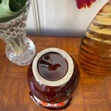 Vallauris vase in brown and orange fat lava
