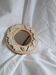Red and white stoneware mirror, oak leaves