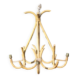 Bamboo and rattan pendant light from the 60s/70s, Louis Sognot style bamboo chandelier